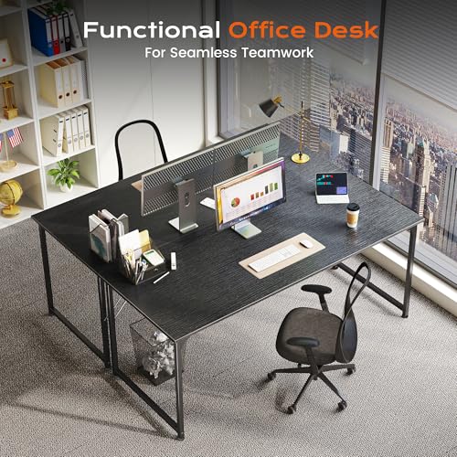 Image of PRAISUN 55 X 24 Inch Computer Desk with Deeper Desktop, Gaming Office Writing Work Desk for Home Office, Study, Bedroom, Work from Home, Metal Frame, Black