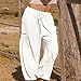 Palazzo Pants for Women Summer Linen Pants for Women High Waist Trousers for Women Cotton Linen Wide Leg Pants for Women Pull On Ankle Pants for Women Womens Fashion Pants,White,Medium