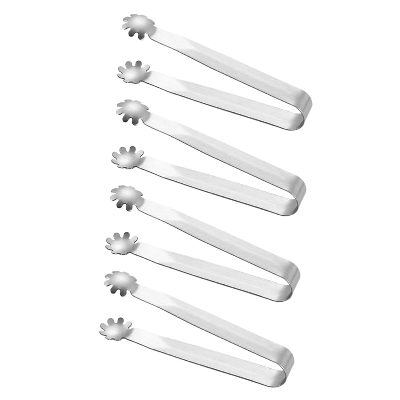 OFFSCH 4pcs Ice Cube Tongs Sugar Cube Holders Silver Stainless Steel Strong Easy to Use for Buffet Bar