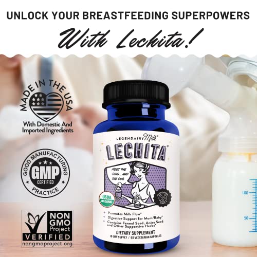 Image of Legendairy Milk Lechita, Supports Milk Flow, Organic Fenugreek Free Breastfeeding Supplement, Organic Fennel & Anise, Made in USA, 60 Vegan Capsules