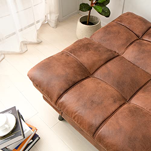 Opoiar Futon Sofa Bed,Lounge Memory Foam Sleeper Couch Room,Convertible Loveseat For Compact Living Spaces Studio Apartment,Dorm,Home Office,71"-Brown-Faux Leather-Thicker Versio, 713331.5 #TOP3
