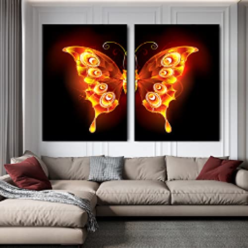 Toile animaux papillon doré 50x70 cm affiche abstraite nordique pour décoration maison