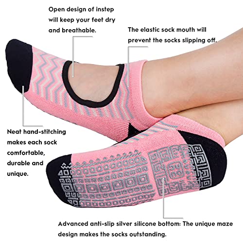 Image of Non Slip Grip Yoga Socks for Women with Cushion for Pilates, Barre, Dance