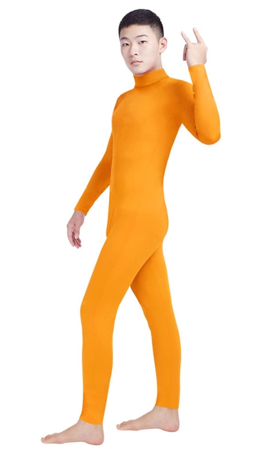 Unitard sans pied manches longues Sdex orange coupe confort col haut