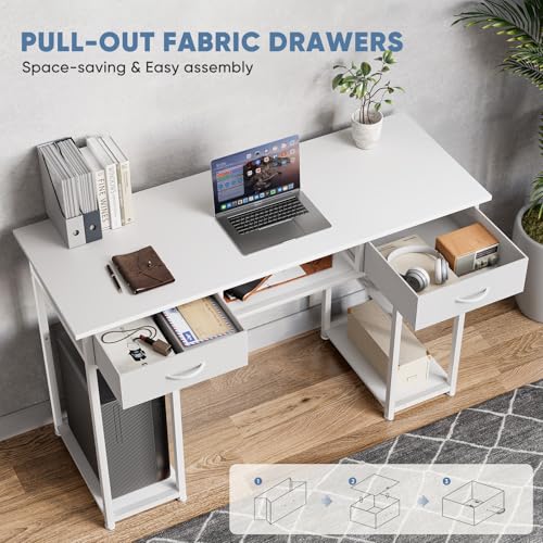 DUMOS 48-Inch Computer Desk with Drawers for Home Office, White by DUMOS - Used condition - Image 2