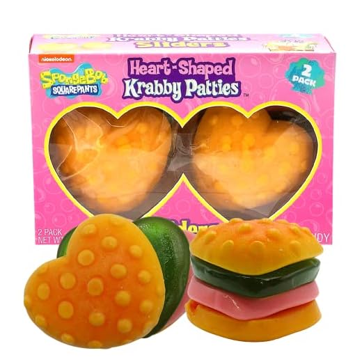 Krabby Patties Gummy Candy Heart Shaped Gummies, SpongeBob SquarePants Valentine's Day Jumbo Candy