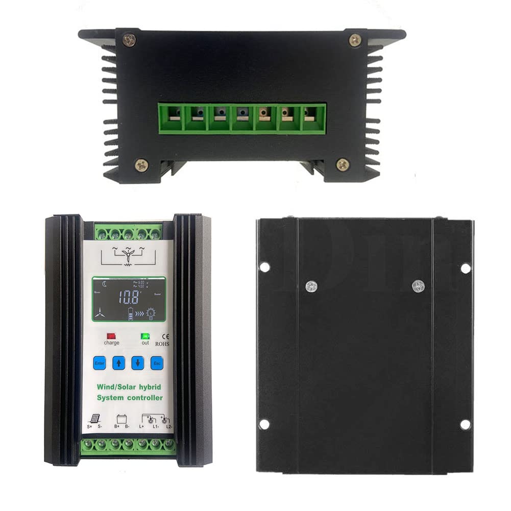 SolaMr 1000W PWM Regolatore di Carica Solare Ibrido 12V/24V Regolatore di Carica Ibrida del Vento con Display LCD - Solare: 400W + Vento: 600W
