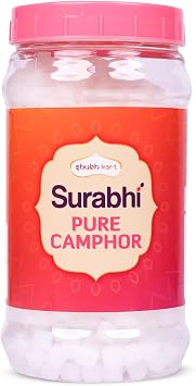 Shubhkart Surabhi Pure Camphor for Aromatherapy, Incense, Odor Eliminator | Alcanfor en Bloques for Puja Surabhi Camphor, 500 g | 17.6 oz