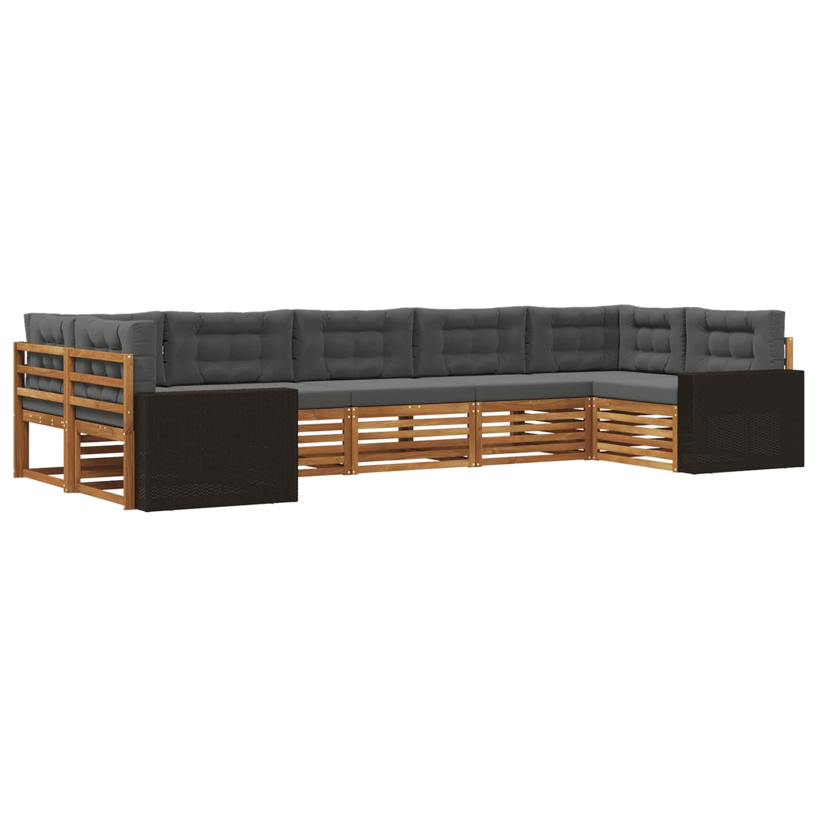 Sofa-Set für den Außenbereich, 7-teilig, Akazienholz, Natur und Anthrazit