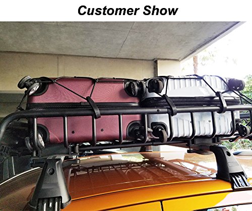 Ezykoo Cargo Nets 47" X 36",6Mm Premium Bungee Cord Net,3" X 3" Grid Mesh Cargo Net,Auto Roof Tie-Down Net With 14 Hooks #TOP4