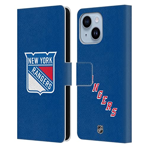 Head Case Designs Officially Licensed NHL Jersey New York Rangers Leather Book Wallet Case Cover Compatible with Apple iPhone 14 Plus
