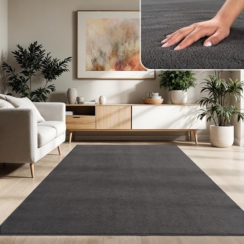 Paco Home Moderner Kuscheliger Wohnzimmer Teppich Kurzflor waschbar flauschig Weich Einfarbig Felloptik zeitlos stilvoll rutschfest pflegeleicht,...