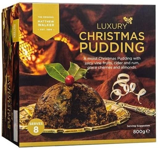 Luxury Christmas Pudding by Matthew Walker - Traditional Festive Dessert 800g Luxury Christmas Pudding, Serves 8
