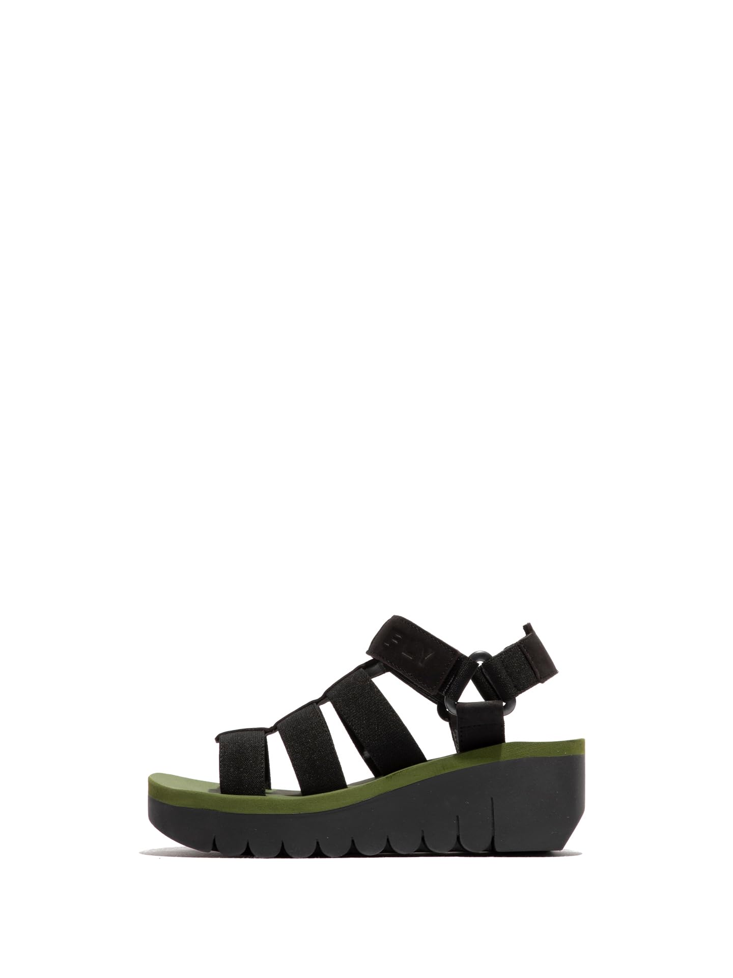 Fly London YOJI198FLY, Sandal Women's Fashion Shoes, BLACK/BLACK/ARMY GREEN, 8