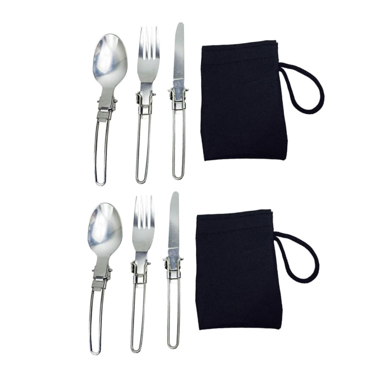 Kisangel 4 Set Utensili Pieghevoli Inossidabile Forchette e Cucchiai per Picnic e Attività