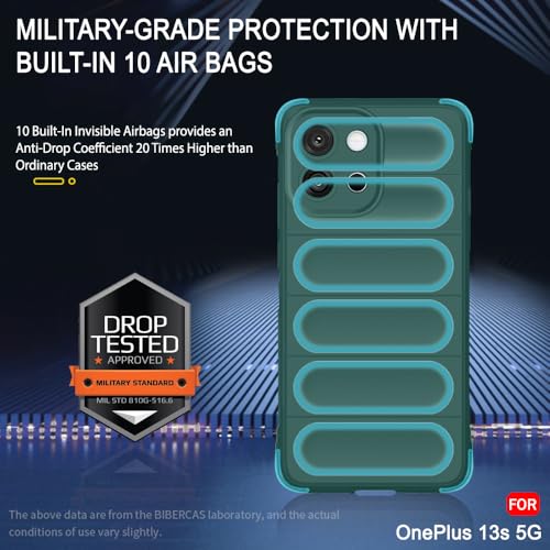 Image of TheGiftKart Liquid Silicon Back Cover Case for OnePlus 13s 5G | Shockproof Military Grade Protection | Micro-Fibre Cloth On Inner Side | Built-in Anti-Slip Grip Back Case for OnePlus 13s (TPU, Green)