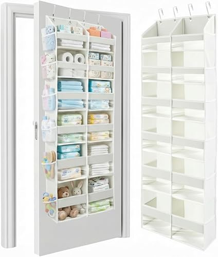 HOMELUX THEORY UPGRADED 6 Tiers Over The Door Organizer Hanging - 100D EXTRA THICK & 50lbs HUGE CAPACITY, 12 Side Mesh Pockets Over The Door Shoe 1.