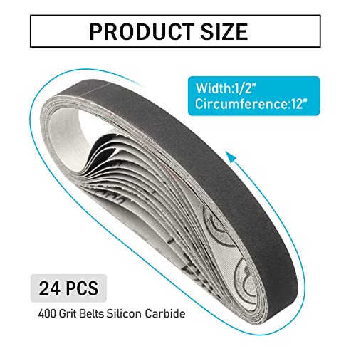1/2" X 12" Knife Sharpener Replacement Belts Kit, 400 Medium Grit Sanding Belts For Work Sharp Original Knife Sharpener & Tool Sharpener,24 Pack #TOP1