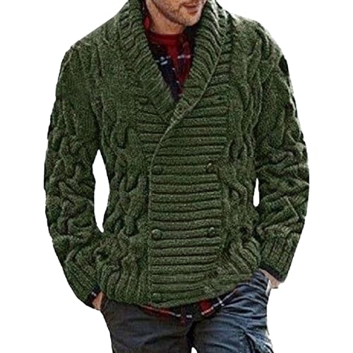 Mens Ribbed Shawl Collar Cardigan Casual Button Open Front Knitwear Chunky Fashion Buttons Twisted Cardigans