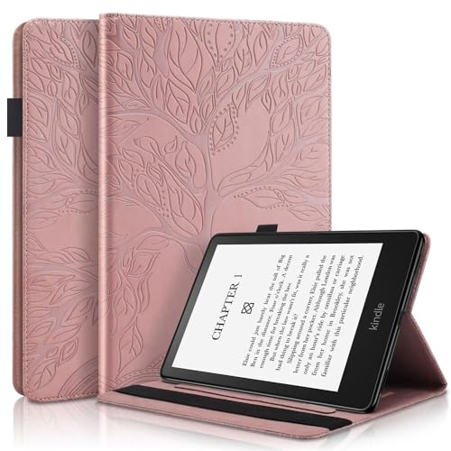 Protection Kindle Colorsoft Signature Edition 2024 en cuir or rose premium