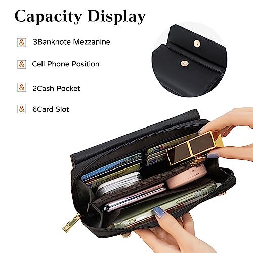 PORRASSO Touch Screen Crossbody Phone Bag Fashion Wallet Women's Shoulder Bag Clutch RFID Blocking Purse PU Wallet for Party Wedding Travelling Light Blue4