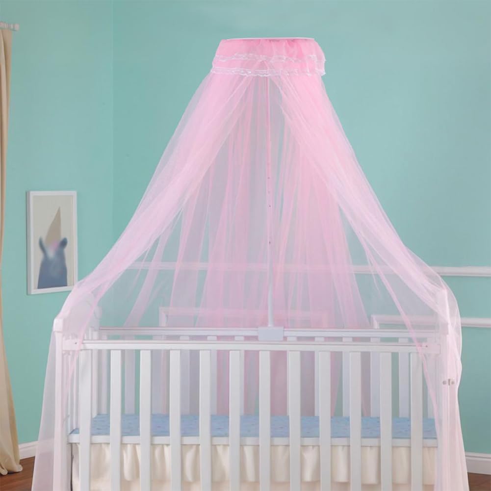 SIQITECHUK Dome Hanging Bed Canopy Princess Mosquito Net Double Bed Net Dusty Cover Baby Cot Canopy Drape Kids Play Tent Reading Corner, Girls Bedroom Accessories, Stand Not Included