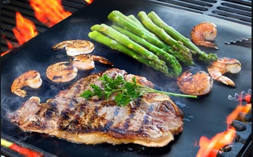 Grillmatte für Gasgrill/Elektrogrill/Holzkohlegrill, 5er Set 40x60CM Grillmatten Grillplatte, Grill Unterlage Backmatte Backpapier Wiederverwendbar（Bürste und Klammer nicht enthalten） 6