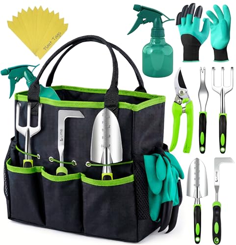 GROWIT Heavy Duty Gardening Tools - 23-Piece Gardening Gifts for Women, Men, Mom, Dad - Durable, Ergonomic Garden Tools Set