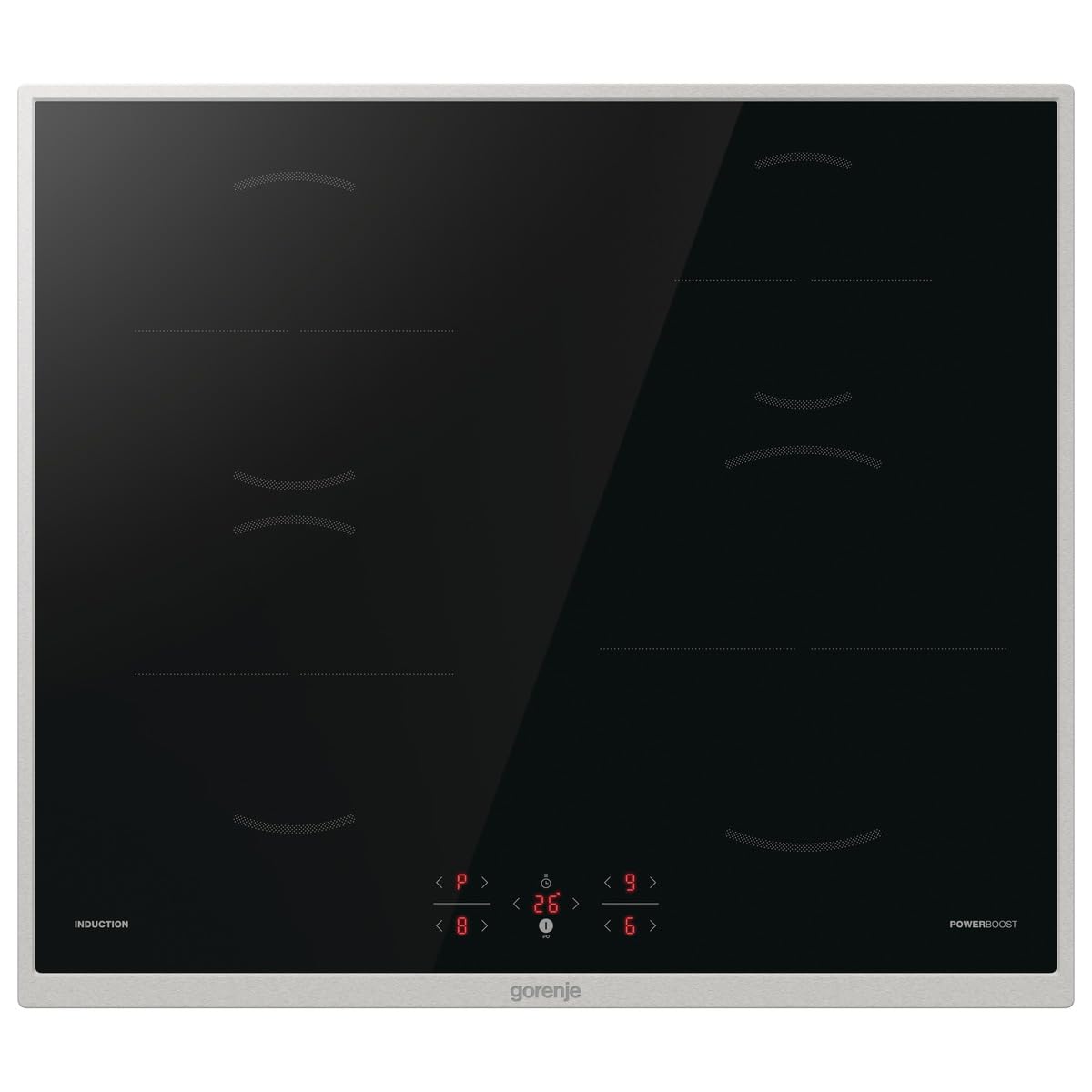 Gorenje GI6401BX Induktionskochfeld, Made in Europe, BigZone, Powerboost, Topferkennung, TouchControl, Timer, Kindersicherung, Restwärmeanzeige, Edelstahlrahmen