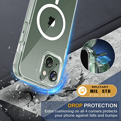 Image of Miracase for iPhone 13 Case 6.1'',Full-Body Magnetic Clear Bumper Case with Built-in 9H Tempered Glass Screen Protector,Military Drop Protection Outdoor Phone Case,Clear