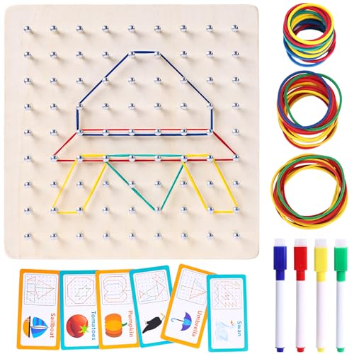 LovesTown Wooden Geoboard Montessori Toys for Kids