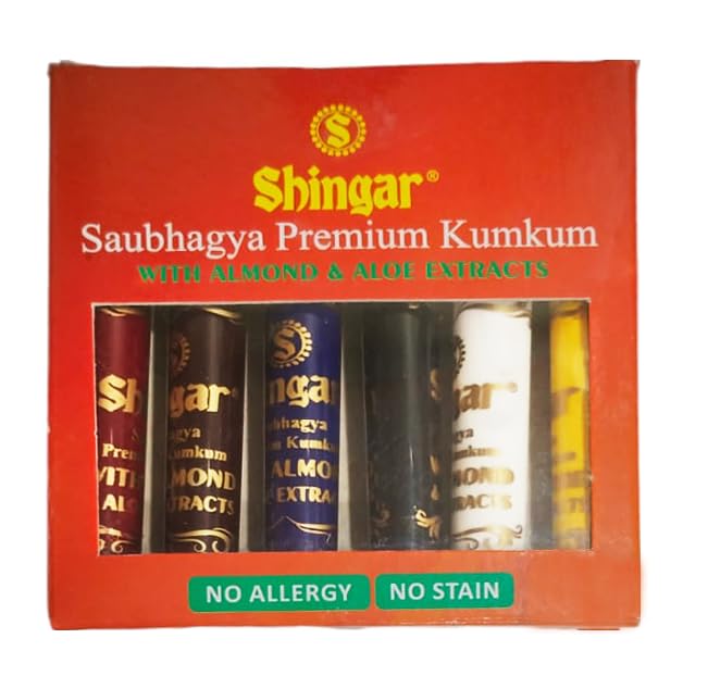 Shingar Saubhagya Premium Kumkum | With Fine Tip Applicator | Enriched With Almond & Aloe Extracts | For All Skin Types | Travel Friendly | Matte Finish | Single-stroke Application | liquid kumkum | liquid bindi | kumkum for women – Pack Of 6, Multicolor 3