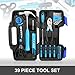 DNA MOTORING 39-Piece Household Tool Set General Repair Small Hand Tool Kit Storage Case for Home Garage Office College Dormitory Use, Blue, TOOLS-00008