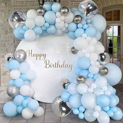Image of Light Blue Balloons 12 inch, Pastel Blue Latex 50pcs Party Balloons | Graduation, Baby Shower, Gender Reveal, Wedding, Birthday Party Decorations