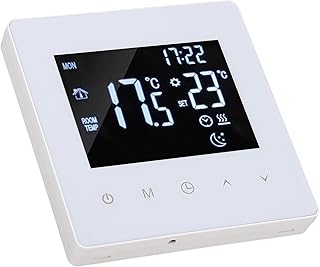 Digital Touch Screen Thermostat with NTC Sensor, Wide Range Temperature Setting, PC Housing for Floor Heating Boiler - White AC 90â€‘240V (K2MRH3A)