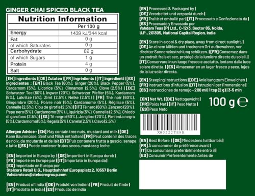 Image of VAHDAM, Ginger Masala Chai Tea (50+ Cups,3.53oz) Authentic Indian Ginger Tea | Spiced Chai Tea Loose Leaf | Brew Hot, Iced Or Chai Latte | Vacuum Sealed Pack (Pack of 2)