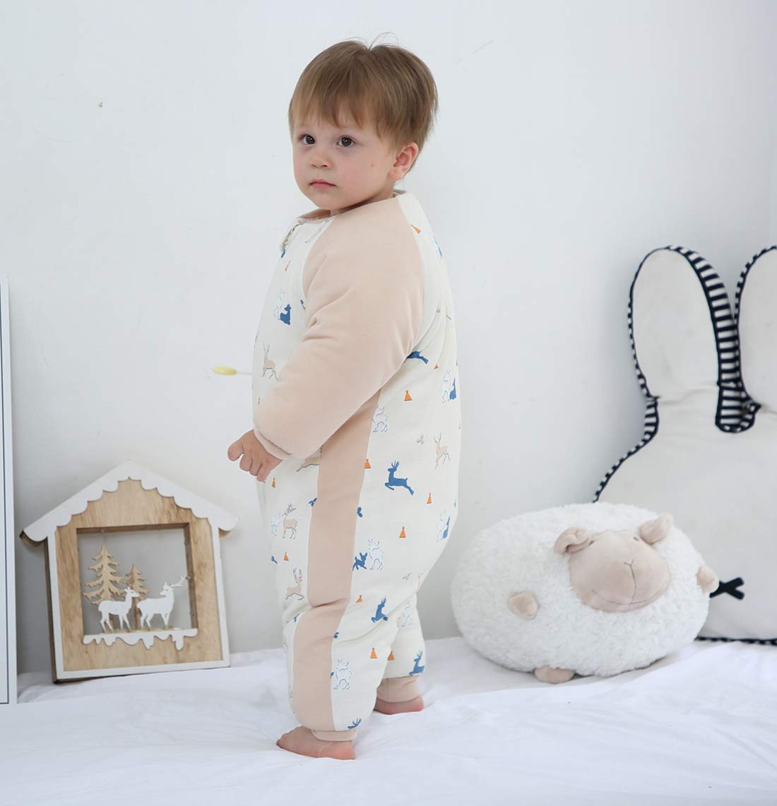 Happy Cherry Baby Wearable Blanket Infant Winter Thicken Cotton Sleeping Sack with Legs Warm Comfy Jumpsuit Sleep Play