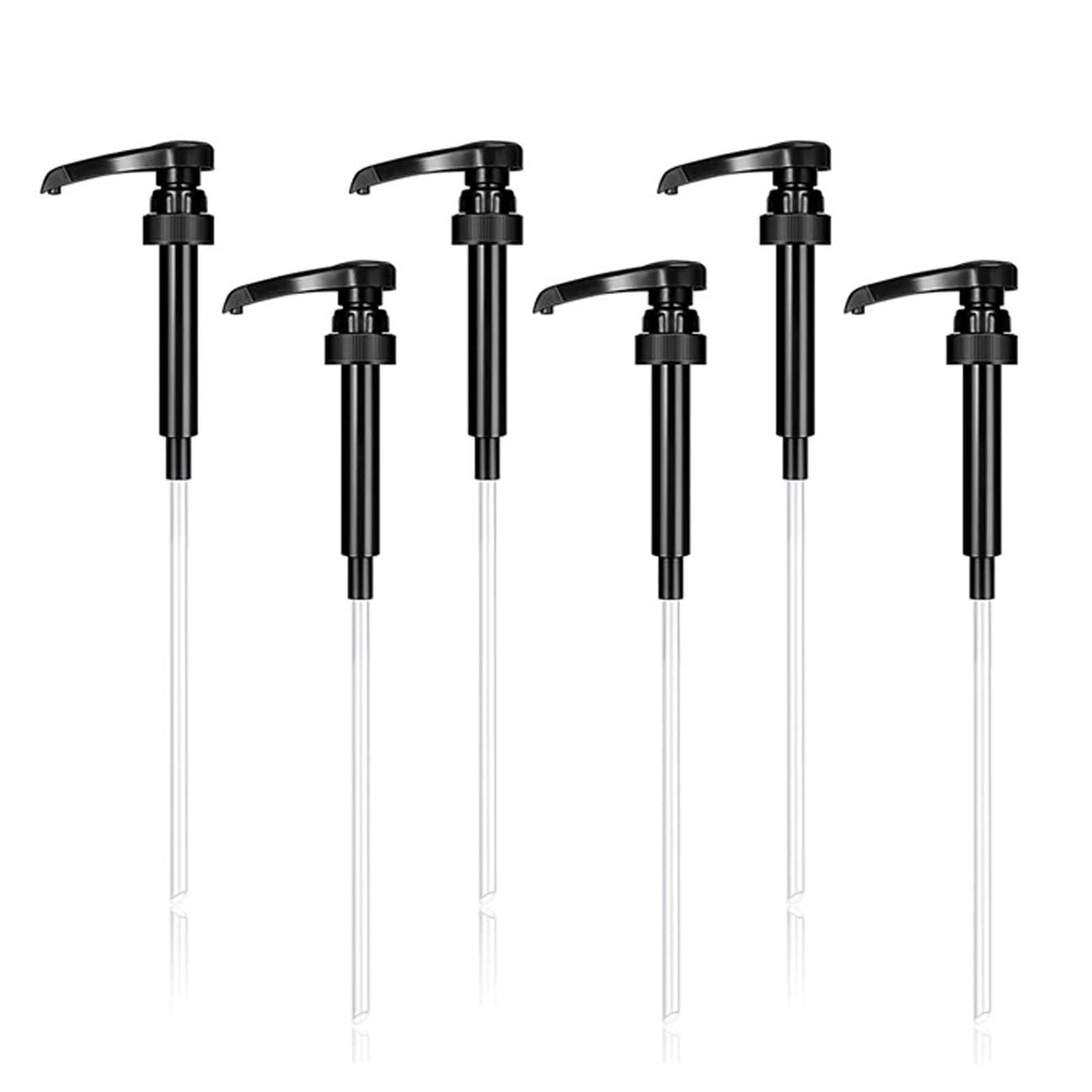 6 Pezzi Dispenser a Pompa per Sciroppo, Dispenser a Pompa, Dispenser Di Sciroppo Per Drink Succhi, Dispenser per Sciroppi, per Bottiglie da 500 ml a 1000 ml, Viene Fornito con Tubi Lunghi(Nero)