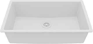 Karran 33 Inch White Undermount Single Bowl Quartz Composite Kitchen Sin...