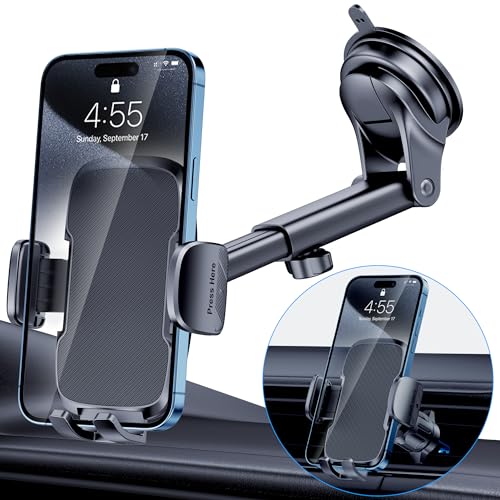 Phone Holder Car [Military-Grade Suction] Universal Car Phone Holder [Thick Case Friendly]
