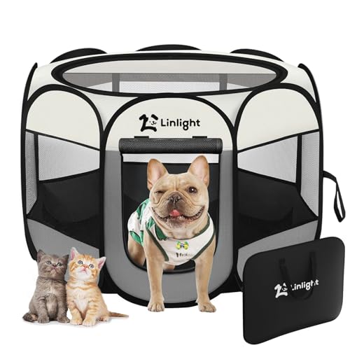 Cercado para Cachorros Grande,Cercadinho Pet Dobrável para Cachorros com Tecido Impermeável de Fácil Montagem e Transporte M