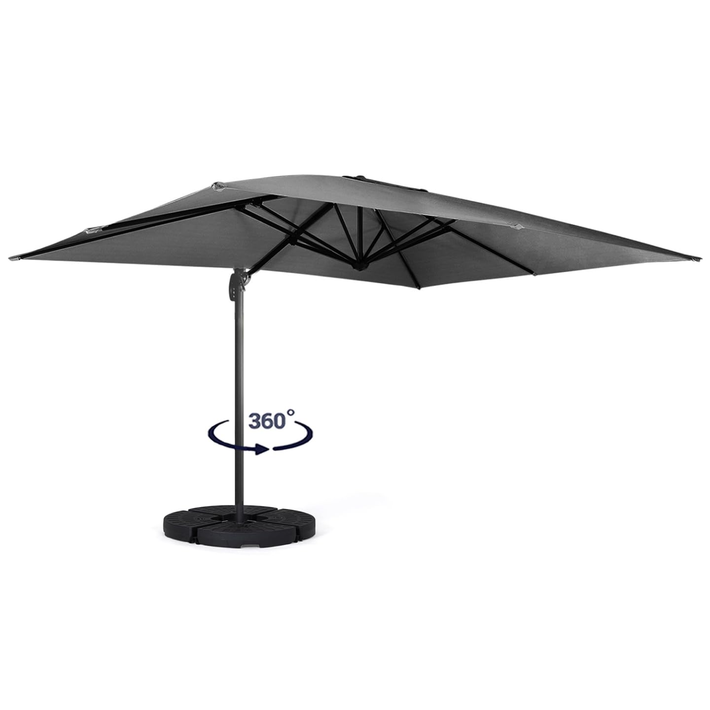 IDMarket - Parasol déporté inclinable rotatif 360 CALVI gris 3x3 M