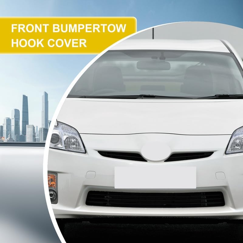 Car Front Bumper Tow Hook Cover Compatible with Toyota Prius 2009 2010 2011 2012 2013 Trailer Cover Cap 52127-47020 Small Lid Towing Eye Cap Silver