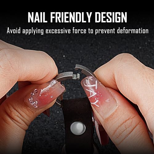 Image of KeyUnity KM02 Titanium Belt Clip Carabiner Leather Keychain Holder with Removable Stainless Steel Key Ring