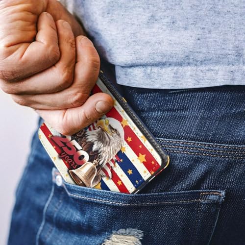 Image of Coldinair 250th USA Anniversary Eagle Wallet for Teen Boys Kids Bifold Wallet Purse Leather Credit Card Cash Id Holder Cool Slim Bifold Small Coin Purses