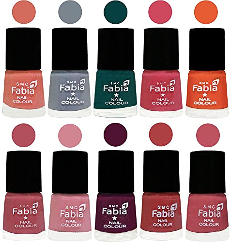 Image of ALL IN ONE (PACK OF 10), Long Lasting Glossy Nail Polish, 6 ml Each, All Vibrant Colours,02046