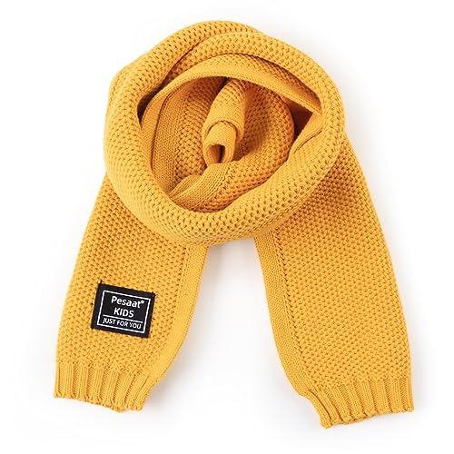 Image of PESAAT Kids Winter Infinity Scarf Knit Cotton Toddler Boy Girls Scarves