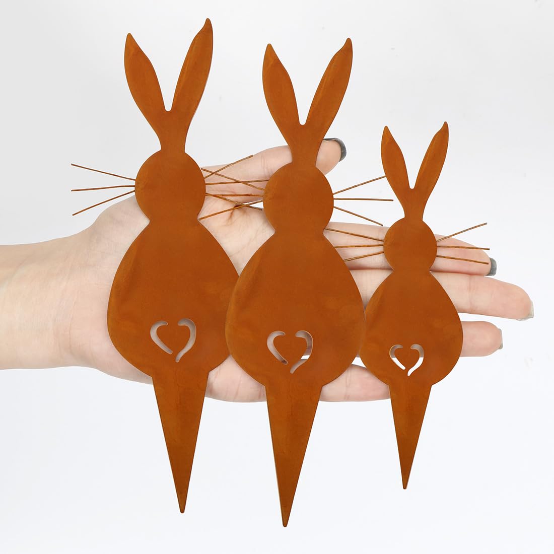 Decorazione Giardino Conigli Metallo Effetto Ruggine - 4 Pezzi | Pasqua E Primavera - Foto 10