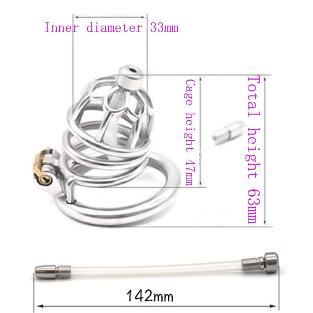 Cage de chasteté urètre pour hommes, de verrouillage de chasteté avec cage à pénis urétral en silicone(3 Größenringe)
