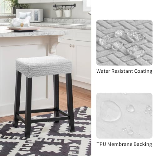 Image of YISUN Stool Covers Rectangle - 4 Pack Stretch Waterproof Saddle Seat Cover Counter Bar Stools Bar Chairs Covers Kitchen Island Chairs Cushion Protector